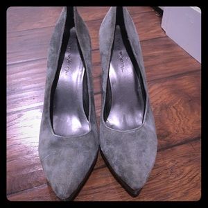 Grey faux suede platform heels size 9